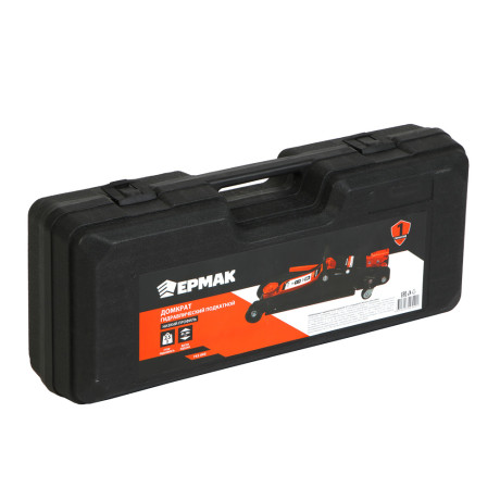 ЕРМАК Домкрат гидравлический подкатной, 2,5 т, h подъема 85 - 380 мм, в пласт.кейсе
