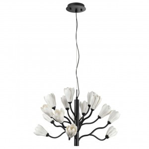 ODEON LIGHT 5090/15 MODERN ODL25 561 черн. мат./белый/фарфор Люстра G4 LED 15x5W GARDI