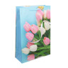 Пакет подарочный бумажный тм LADECOR, L 26x38x10 см, 4 дизайна, тюльпаны