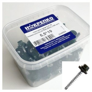 Саморез кровельный 5,5*19 темно-зеленый RAL6005 (100 шт EC) (цена за уп) НАКРЕПКО 204804
