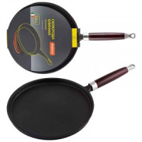 Сковорода чугун блинная PCIF-24, d=24 см, ручка дерев., промасл.покрытие, в конверте, 985029 Mallony