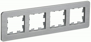 IEK BRITE Рамка СУ 4 мест. РУ-4-1-Бр металл алюминий RE AL BR-M42-M-21-K47