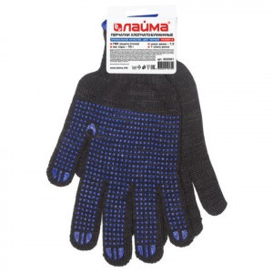 Перчатки хлопчатобумажные, 1 ПАРА, 7 класс, 70 г, 233 текс, ПВХ-точка, ЛАЙМА ПРЕМИУМ, европодвес, ЧЕ