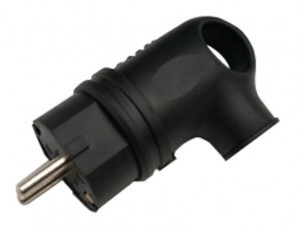 ASD/InHome Вилка угловая земля каучук 16А IP44 черная 9220 0229