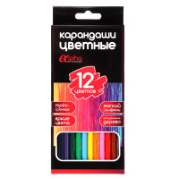ClipStudio Карандаши 12 цветов "Альфа" 3-гранные заточ., дерево, 2М, улучш.прокрас, к/к, ПРЕМИУМ