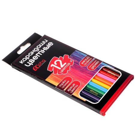 ClipStudio Карандаши 12 цветов "Альфа" 3-гранные заточ., дерево, 2М, улучш.прокрас, к/к, ПРЕМИУМ