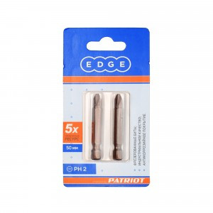 PATRIOT Бита EDGE by PH2, сталь S2, длина 50 мм, 2шт в блистере, цена за уп, 818010028