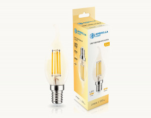Ambrella лампа св/д свеча на ветру CF35 E14 11W(950lm) 2700K 2K 35х115 филамент (нитевидная) 351123