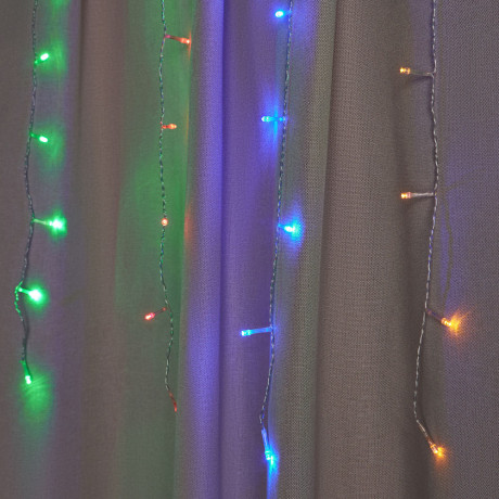 СНОУ БУМ Гирлянда эл. бахрома, 96LED, 3x0,7м, мультицвет, 8 реж, ПВХ прозр., коннектор, 220В