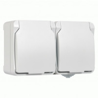 SmartBuy Сатурн роз. ОУ 2 мест. земля 16А с крышкой белая IP54 SBE-04g-16-S2-Z