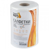 Салфетки в рулоне спанлейс с перфорацией ,35 гр/м2,20*19см,200 шт,105067/ Рыжий кот