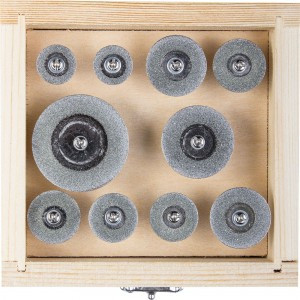 Набор ЗУБР "ЭКСПЕРТ" Мини-круги с алмазным напылением на шпильке, пластик. бокс, d 16-40, P200, хвос