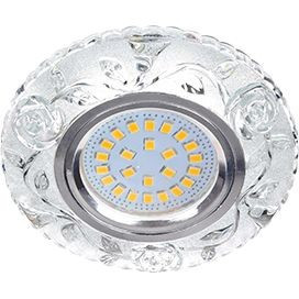 Ecola LD7071 MR16 GU5.3 св-к Круг "Розы" подсветка 4K Прозр./Хром 25x95 FT16CREFB (10!)