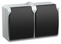 IEK ФОРС роз. ОУ 2 мест. сер/черн шагрень (земля, шт.,стеклонап.полиамид) IP54 ERS22-K03-16-54-DC