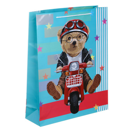 Пакет подарочный бумажный, 32x40x10 см, 128 гр, 4 дизайна, Мишки