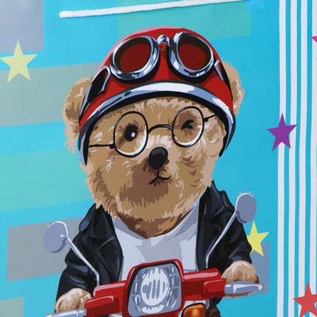 Пакет подарочный бумажный, 32x40x10 см, 128 гр, 4 дизайна, Мишки