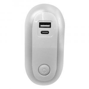 Camelion NL-267 ночник св/д с функцией заряда USB+Type-C, сенсор 220V пластик/белый