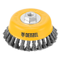 Щетка для УШМ, 125 мм, &quot;Чашка&quot;, крученая нержавеющая проволока 0.5 мм, М14 Denzel