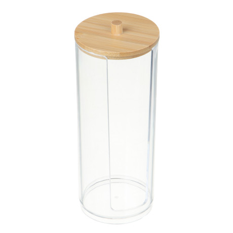 Органайзер для ватных дисков с бамбуковой крышкой ЮНИLOOK, PS, бамбук, 16,5x6,5см, ВЗ24-27