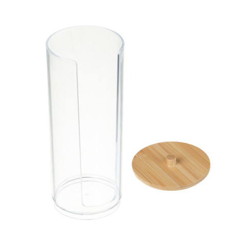 Органайзер для ватных дисков с бамбуковой крышкой ЮНИLOOK, PS, бамбук, 16,5x6,5см, ВЗ24-27