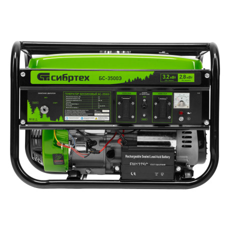 Генератор бензиновый БС-3500Э, 3.2 кВт, 230В, 4-х тактный, 15 л, электростартер Сибртех