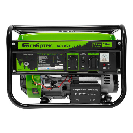 Генератор бензиновый БС-3500Э, 3.2 кВт, 230В, 4-х тактный, 15 л, электростартер Сибртех