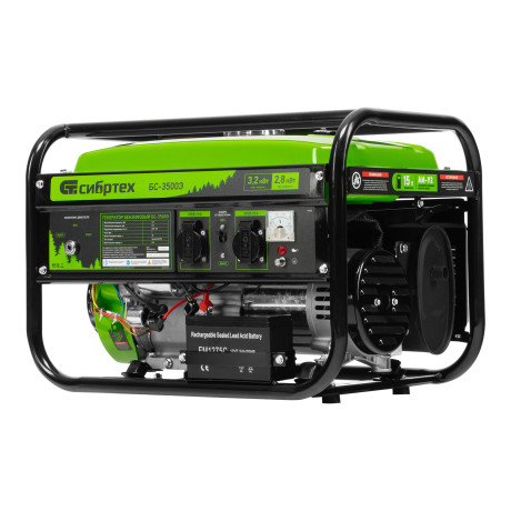 Генератор бензиновый БС-3500Э, 3.2 кВт, 230В, 4-х тактный, 15 л, электростартер Сибртех