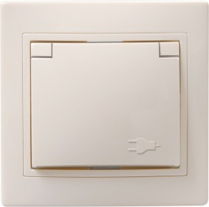 РСбш10-3-ККм Розетка 1местн. c з/к с защ.штор. с крышкой 16А (кремовый)