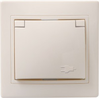 РСбш10-3-ККм Розетка 1местн. c з/к с защ.штор. с крышкой 16А (кремовый)