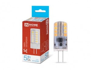 ASD/InHome лампа св/д VC JC G4 12V 5W(480lm) 6500К 6K 50x16 (без пульсации) 6106