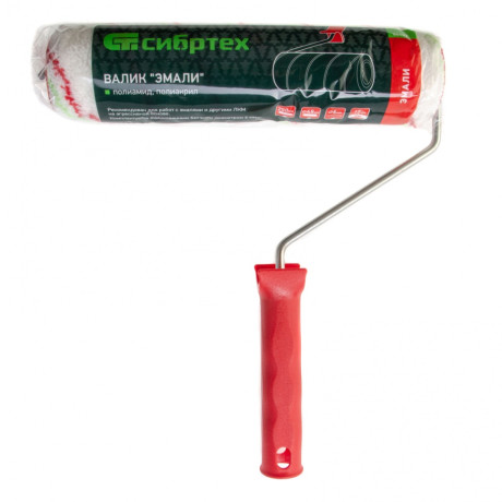 Валик "Эмали" , 250 мм, ворс 12 мм, D - 48 мм, D ручки - 6 мм, полиамид, полиакрил Сибртех