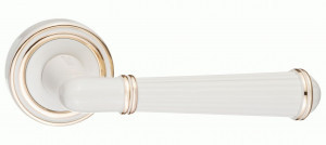 Ручка дверная компл.круг.основ. РЕНЦ Новара белый/латунь блестящая INDH 625-16 W/GP
