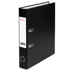 Папка-регистратор STAFF, с покрытием из ПВХ, 50 мм, без уголка, черная, 225186
