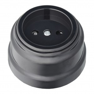 Bylectrica РЕТРО роз. ОУ 1 мест. ЧЕРНЫЙ (шторки, корп. ABS-пластик) (16А)  РА16-0205