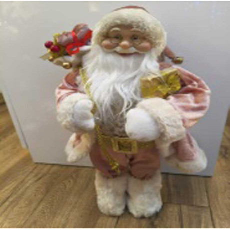 Фигура новогодняя LC221018A Дед Мороз 45 см в розовой плюшевой шубе (24)