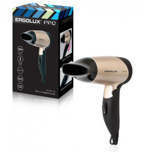 Фен со складной ручкой ERGOLUX ELX-HD01-C64 1200W, 220-240V черный/золото  81675