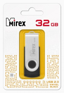 Флэш-диск USB 32 ГБ  Mirex SWIVEL BLACK 32GB  (ecopack)