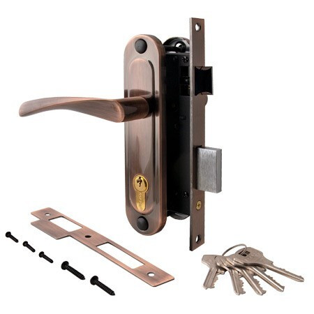 Замок врез 1223/60-АС Apecs (медь) с ручками \20