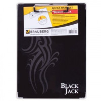 Доска-планшет BRAUBERG &quot;Black Jack&quot;, с верх. приж., А4, 22,6х31,5 см, карт./лам. бум.232236