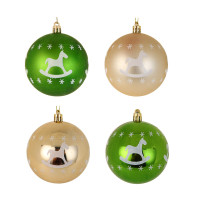 СНОУ БУМ Набор шаров 8 см, 4 шт, пластик, глиттер, 26-163