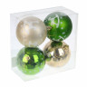СНОУ БУМ Набор шаров 8 см, 4 шт, пластик, глиттер, 26-163