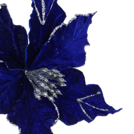 СНОУ БУМ Пуансетия 15 см на прищепке (6 лепестков), глиттер, металл, полиэстер, 26-523