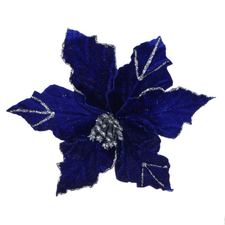 СНОУ БУМ Пуансетия 15 см на прищепке (6 лепестков), глиттер, металл, полиэстер, 26-523