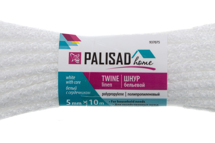 Шнур бельевой полипропиленовый с сердечником, 5 мм, L 10 м, белый, Home Palisad
