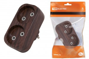 TDM разветвитель (тройник) 2роз.  6А Эко бук (линейный) (10!) SQ1806-0078