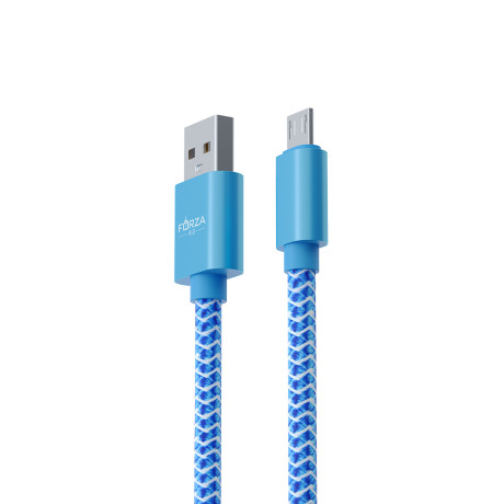 FORZA Кабель для зарядки Волна Micro USB, 1м, 2А, тканевая оплётка, 4 цвета, пакет