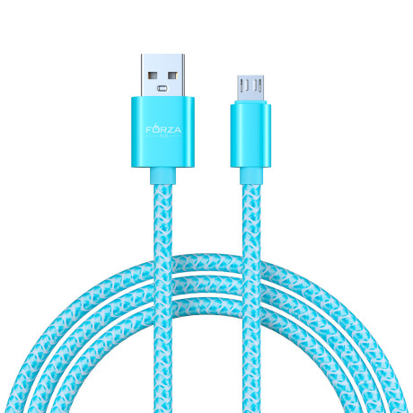 FORZA Кабель для зарядки Волна Micro USB, 1м, 2А, тканевая оплётка, 4 цвета, пакет
