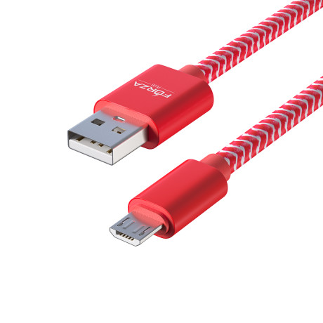 FORZA Кабель для зарядки Волна Micro USB, 1м, 2А, тканевая оплётка, 4 цвета, пакет