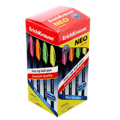 Ручка шариковая Erich Krause синяя "Нео Стик Эксент", наконечник 0,7 мм, 55386