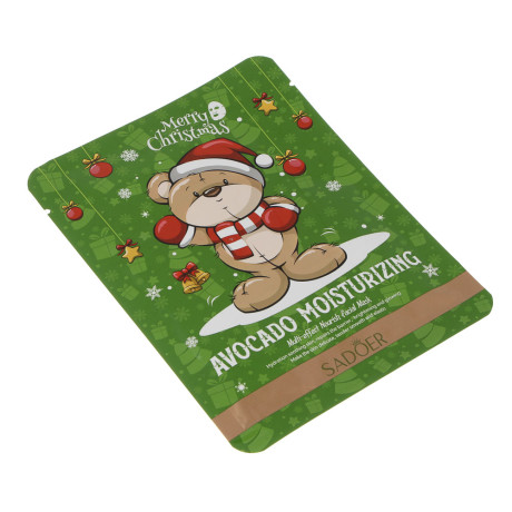 Маска для лица тканевая питательная с маслом авокадо тм SADOER Merry Xmas, 25 гр